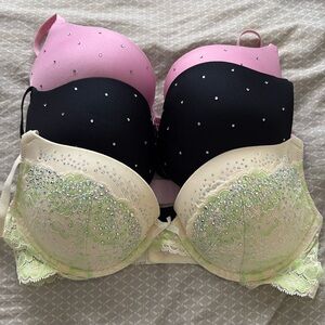 Lot of 3 Victoria’s Secret Crystal Bras size 36C